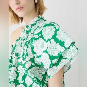 Smocked one-shoulder top in Kelly floral